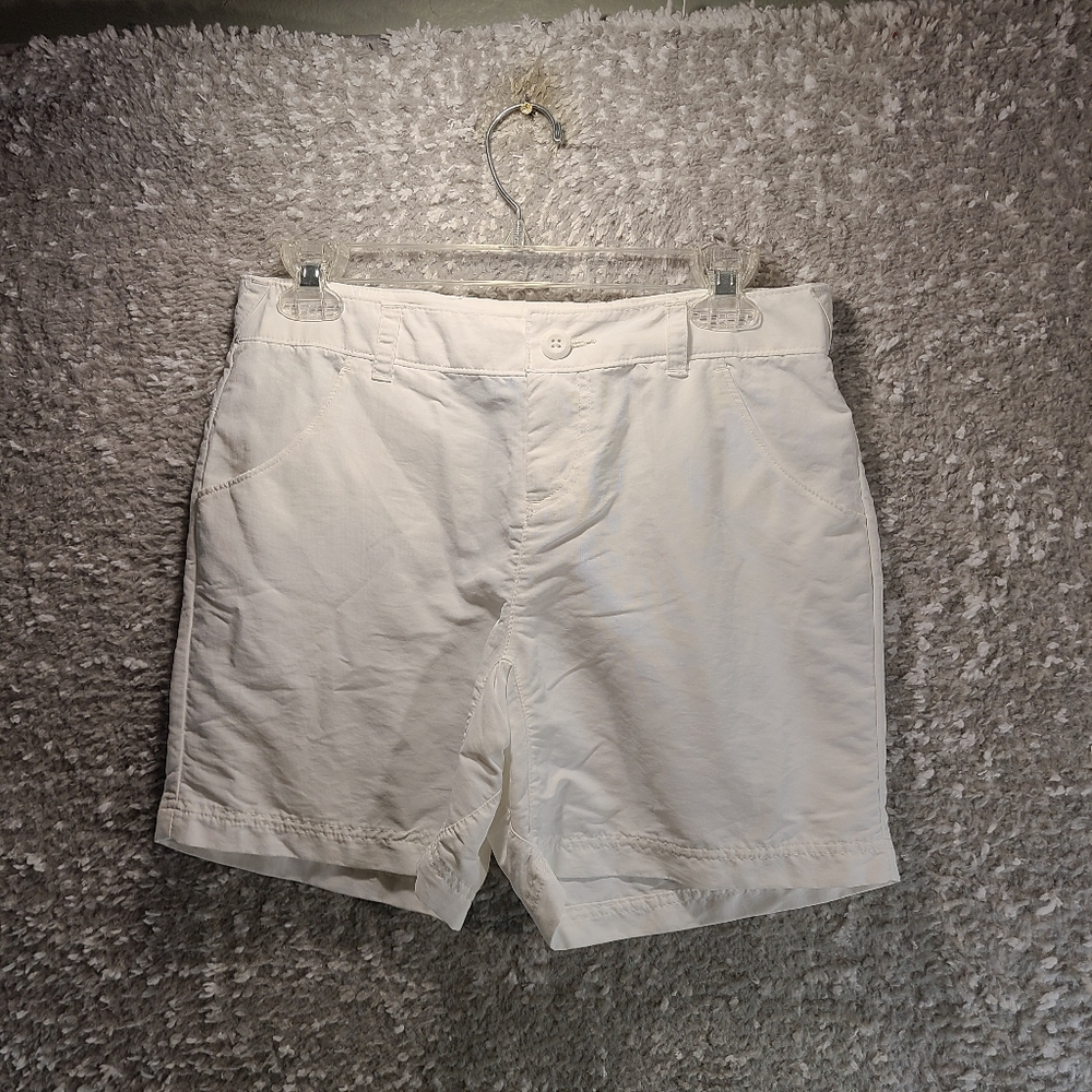 Columbia PFG Women Chino Shorts White Nylon Size 4 Pockets‎ Lightweight